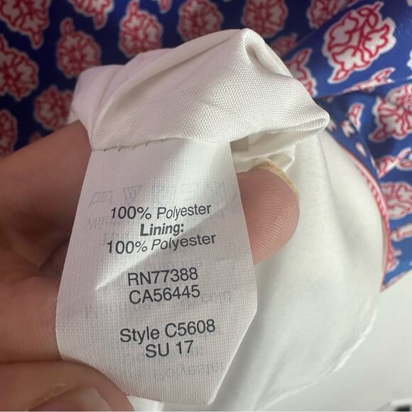 J. Crew Paisley Short sleeve Shift Dress Blue Red Pattern Womens size 0 - Picture 5 of 8